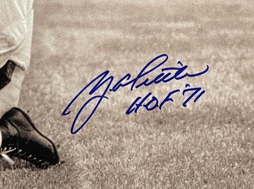 Y.A. Tittle חתום על ניו יורק ענקים 16x20 תבוסת צילום HOF 71 JSA - תמונות NFL עם חתימה