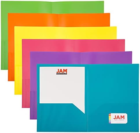 ריבת נייר 4 פלסטיק 2 כיס בית ספר פופ תיקיות-מגוון צבעי יסוד-6 / חבילה