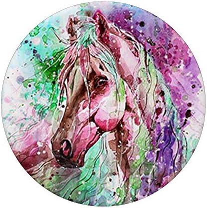 אמנות סוסים חמודה מתנה לעיצוב צבעי מים לאוהבי סוסים פופגריפ פופגריפ: אחיזה ניתנת להחלפה לטלפונים וטבליות