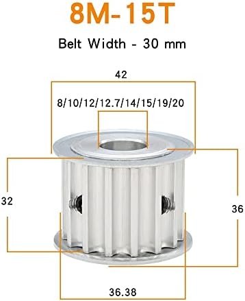 AXWERB מקצועי 2 PCS 8M-15T AF גלגלות תזמון, גודל נשא 8/10/12/12.7/14/15/19/20 ממ גלגלי גלגלת אלומיניום T מגרש 8