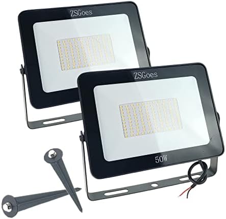 ZSGOES 2 חבילה 50W WATT WATT לבן LED LED אור שיטפון חיצוני IP65 אטום מים, קיר Floodlight Security Light