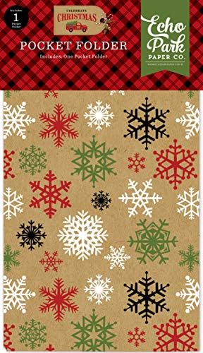 חברת נייר פארק הד חוגגים מטיילים לחג המולד תיקיית כיס כיס הכנס נייר, אדום/ירוק/שיזוף/יוטה/שחור