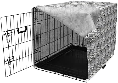 כיסוי ארגז כלבים מופשט לונא -נדיב, דפוסים גלי עם צורות גל גיאומטריות של איור מונוכרום, כיסוי מלונה