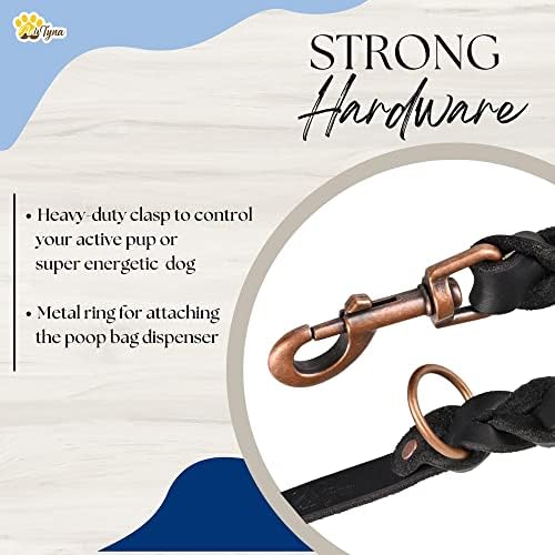 רצועת כלבי עור קלוע לאדיטינה לכלבים גדולים וגדולים במיוחד - רצועות כלבים של אימונים כבדים