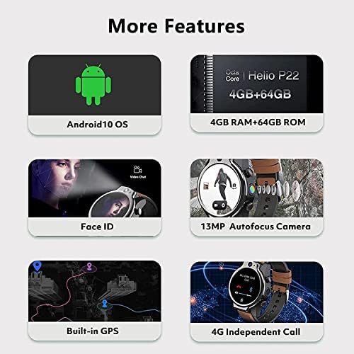Olotu 1.69 '' Watch, Watch, עם מצלמה כפולה של 13MP+8MP, 4GB+64GB LCD Sports Watch, Android 10.0 מערכת