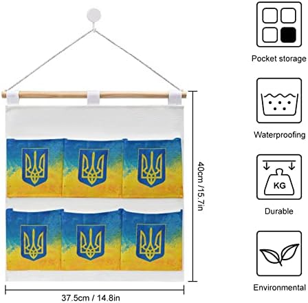 אוקראיני דגל קיר ארון תליית אחסון תיק 6 כיסים פשתן כותנה מעל את דלת ארגונית שקיות לחדר שינה אמבטיה