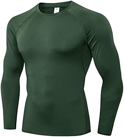 WRAGCFM חולצות דחיסה של שרוול ארוך של גברים מהיר יבש אתלטי ריצה טריקו אימון ספורט ספורט כושר שכבת בסיס שכבה