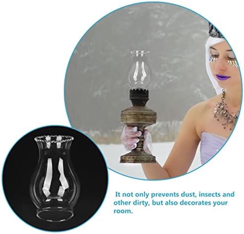Veemoon Perosene מנורת ארובה צל זכוכית צל חלופי מפוצץ, ארובה מנורת שמן ברורה גבוהה מתאימה למנורות שמן וינטג