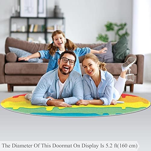 Llnsupply ילדים שטיח 5 רגל שטיחים שטח עגול גדול לבנות בנים תינוקת - רקע צבע צבעוני, עיצוב בית