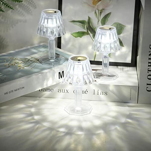 Yrmaups מנורת שולחן אילץ -אלחוטית קריסטל - אור שולחן קריסטל אקרילי עם נורות LED הניתנות לעומק ועיצוב מודרני