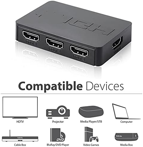 BHVXW -Compatible Splitter 3 Port Hub Box מתג אוטומטי 3 במתג 1 Out 1080p 1.4 פרויקט שלט רחוק