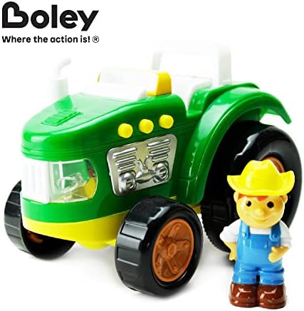 טרקטור חווה בולי ירוק - צעצוע חווה לילדים, ילדים, פעוטות - אורות חינוכיים וצלילים רכב פעוטות - מושלם לשעות של משחק