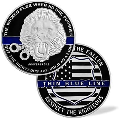 קצין משטרה אתגר אכיפת החוק מטבע קו כחול דק חי מטבעות זיכרון צבאיים