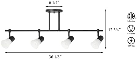 תאורת מסלול תאורה של שינביי, 4 אור מסלול מטבח שחור אור מודרני תלוי אי מטבח ספוט אור עם זכוכית אקס-בי-טר1235-4