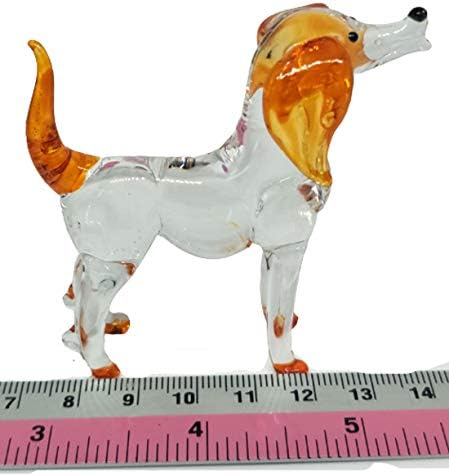 Artmocraft Orange Beagle חיות כלבים חמודות ביד פסלי זכוכית מפוצצים פסלים תפאורה אמנותית זעירה