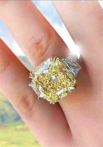 מאדאם תכשיטי יוקרה נשים 925 כסף ענק סיטרין נסיכת לחתוך טבעת חתונה תכשיטי מתנה שיק