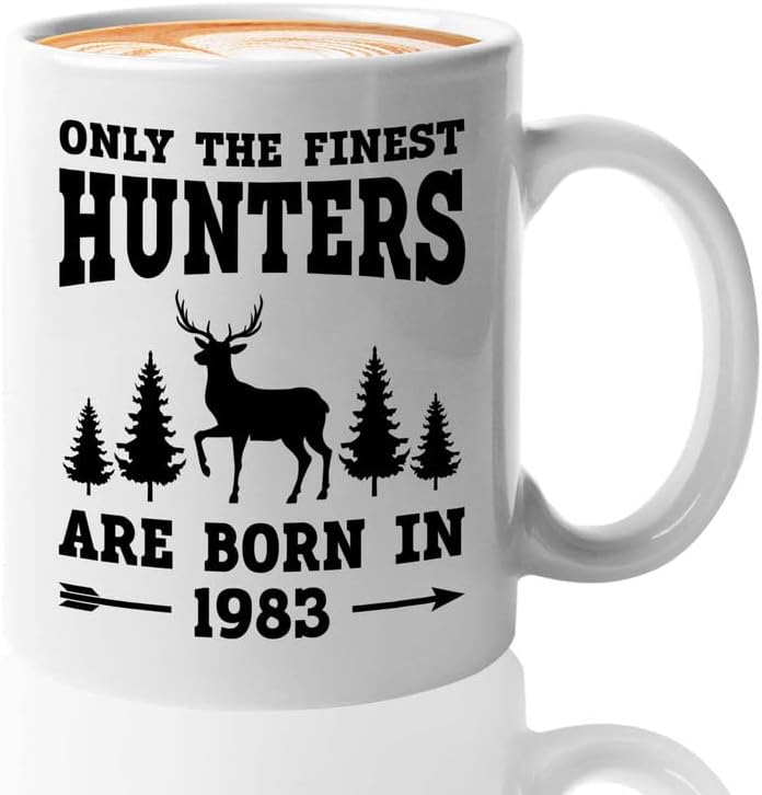 ציד מאהב קפה ספל 11 עוז לבן-מיטב האנטר 1983-39 שנה ישן 39 יום הולדת ציד אוהבי מתנות צבי ברווז נוער ציד