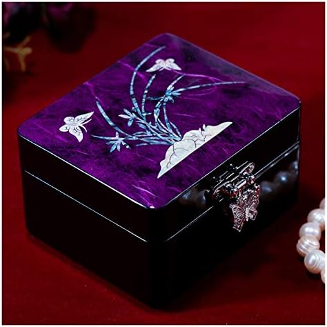Hycyyfc תיבת תכשיטים קופסאות תכשיטים מארגן תכשיטים קטנים קופסא צייר ביד אתני פרחוני דפוס עץ תכשיטים עץ רטרו נסיכה