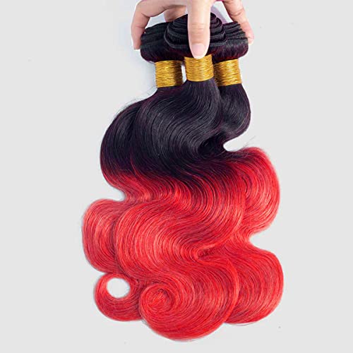 אדום חבילות אומבר גוף גל 3 חבילות כהה שורשים 2 טון שיער חבילות שחור כדי אדום 99 ג ' יי שיער ברזילאי טבעי שיער