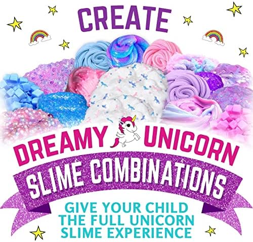 Girlzone unicorn ביצה ערכת רפש הפתעה נוצצת לילדים, צור רפש ענן ורפש חד קרן קסום, צעצוע חושי מהנה לילדים