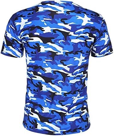 גברים של בציר הסוואה חולצות צווארון עגול הסוואה טי חולצות ספורט כושר צבאי קצר שרוול