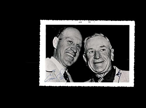 Enos Slaught Casey Stengel JSA COA חתום וינטג '4x5 תצלום מקורי של 1950 - תמונות MLB עם חתימה