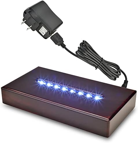 ASENTE 8 בסיס עמדת אור LED - תצוגת מלבן הכן לאמנות זכוכית גבישים תלת מימדית - AC/USB מופעל - תיבת מראה מוארת