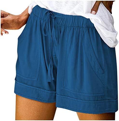 מכנסיים קצרים גדולים מדי גודל מזדמנים מכנסי קיץ המותניים האלסטיים המותניים נוחים כותנה פשתן קצרים עם