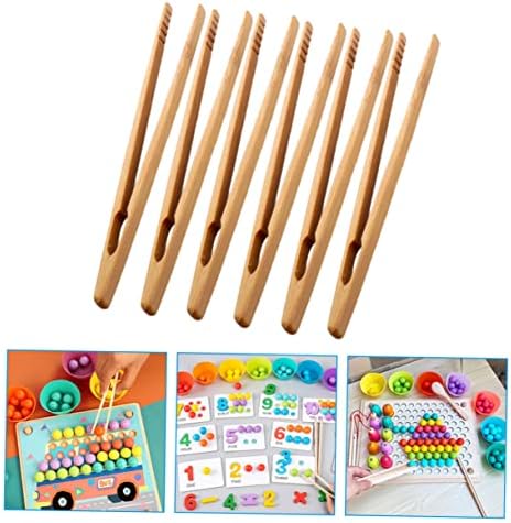 6 יחידים פינצטה עץ כלי לילדים כלים להגדיר כלים לפעוטות רכיבה חשמלית על צעצועים מלקות פירות מלחציים סטייק צעצועים