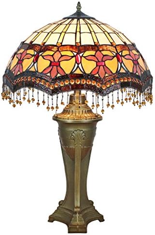 תכנן טוסקנו הוויקטוריאני טרקלין ויטאני מוכת ויטראז 'מנורת שולחן זכוכית, צבע מלא