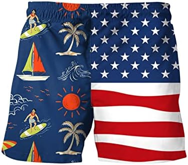 גזעי שחייה בגודל פלוס גברים דגל אמריקאי הדפס דגל מגניב תקצירי בוקסר בגד ים מהיר ליום עצמאות יבש