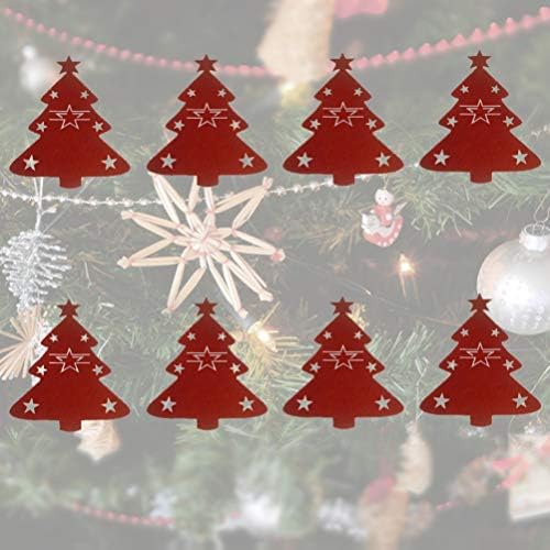8 יחידות חג המולד כלי שולחן מחזיקי מזלגות כפית תיק חג המולד עץ כלי כסף פאוץ כיסים סכום כלי שולחן אחסון תיק
