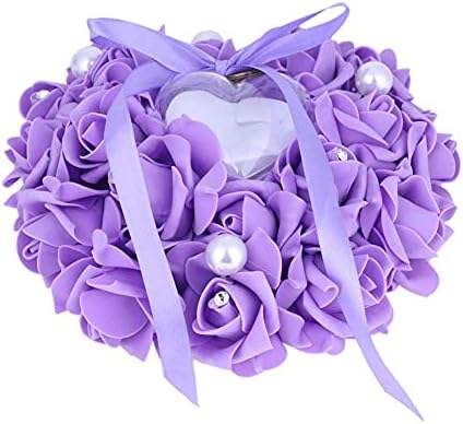 כרית טבעת נישואין של יוסו, 15 על 13 סמ בצורת לב כרית כרית קופסא טבעת מתנה רומנטית רוז טבעת נישואין כרית טבעת