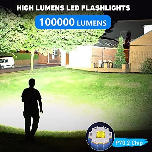 Niaochao נטענת פנסים LED לומן גבוה, 100000 לומן פנס סופר בהיר עם 5 מצבים, IPX6 אטום מים ומקסימום 12 שעות