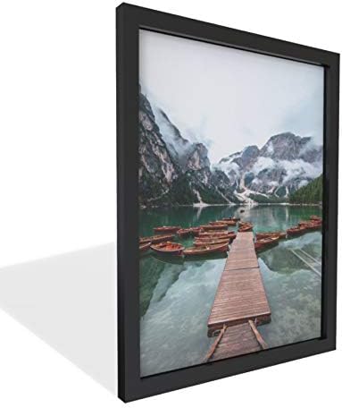 מסגרת תמונה מודרנית 14x35 מודרנית עץ שחור זכוכית אמיתית - קיר גלריה תלויה 14 x 35 מסגרת תמונה - פוסטר