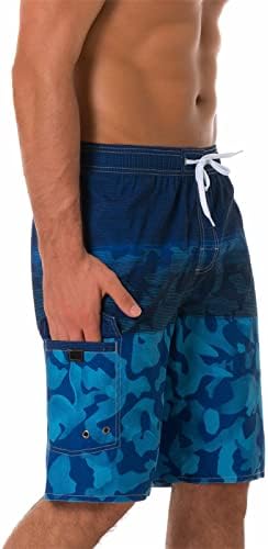 גברים מודפס מהיר יבש מכנסיים קצרים קל משקל קיץ חג בגד ים שרוך לגלוש גזעי עם צד כיס