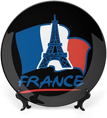 צרפת דגל מגדל אייפל עצם קרמיקה סין צלחות דקורטיביות עם צלחות ארוחת ערב של קישוטים תלויים