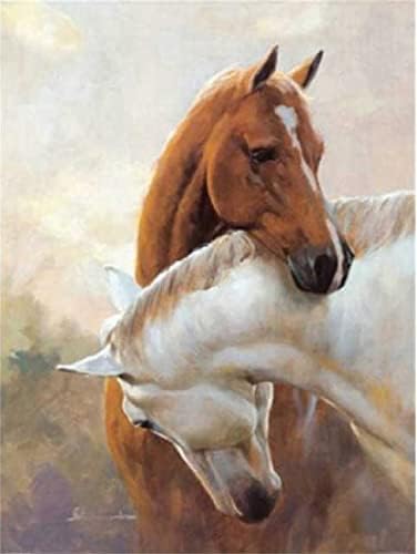 צבע LXDZXY לפי מספרים לילדים ומבוגרים סוס חום וסוס לבן ציור צבעי צבע לפי מספרים ערכות על בד
