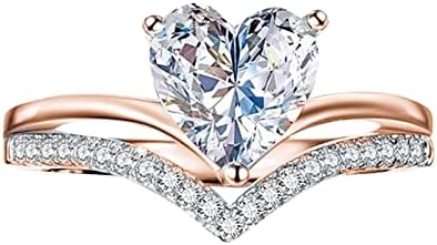 תכשיטים טבעת לב נוצצת לנשים צפוי זהב רוז עם זירקוניה מעוקב טבעת כלה טבעת כלה
