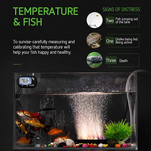 Vivosun 2-Pack LCD אקווריום דיגיטלי מדחום דגים מיכל דגים טמפרטורת חממה עם כוס יניקה לצב