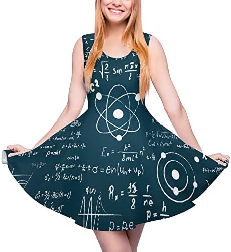 פיסיקה ומתמטי מדע נוסחה נשים של שרוולים שמלה עגול צוואר מיני שמלה קיצית רופפת טנק שמלה