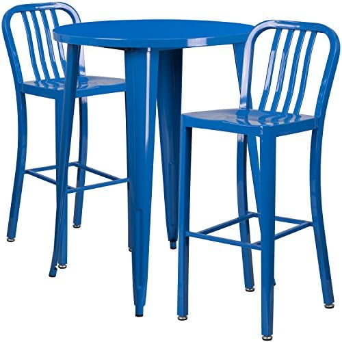 ריהוט פלאש מסחרי כיתה 30 מתכת כחולה עגולה שולחן סר