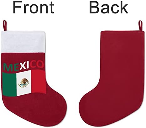 דגל מקסיקו אדום חג המולד גרבי חג חג המולד קישודים לבית לחג המולד עץ אח תלייה גרביים