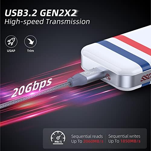 Sanzang 512GB נייד SSD כונן מצב מוצק חיצוני - עד 2000MB/S, USB 3.2 GEN 2x2, סוג C, תואם לקונסולות