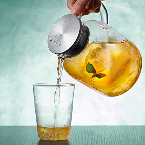 קנקן זכוכית קארפו עם מכסה, 68oz עמיד בפני חום עמיד למים חמים/קרים, תה קרח ומשקה מיץ