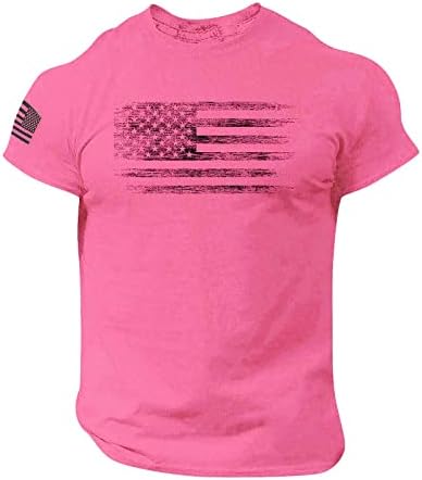 יום העצמאות של גברים בגדי רחוב דגל אמריקאי צוואר צוות חולצות שרוול קצר 3 ד מודפס-סגנון חופשה שמח