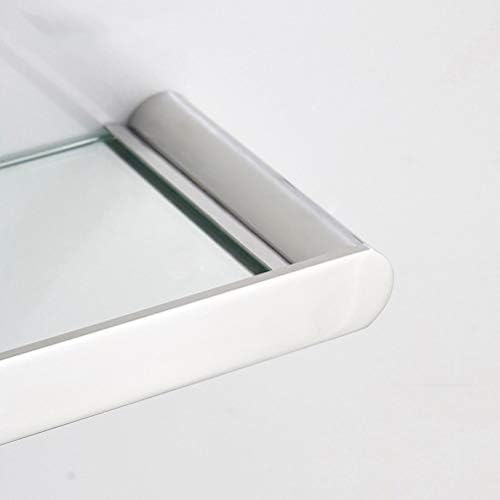 קיר Zhanmam רכוב פינת אחסון מחזיק מדפים מזכוכית מדף אמבטיה נירוסטה מלבנית מלבנית עם בסיס מעובה 0129