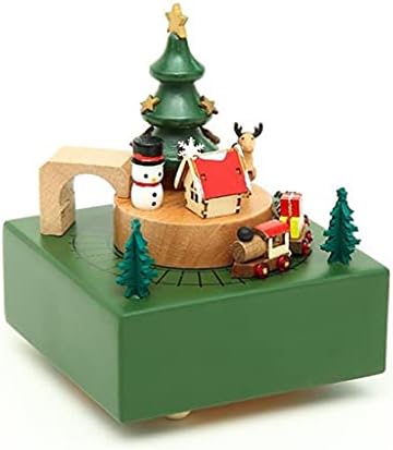 N/A קרוסלת עץ קופסא מוסיקה לחג המולד מתנה ריהוט לבית רטרו קישוטי עץ קופסת מוסיקה (צבע: A, גודל