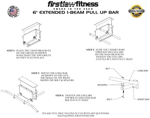 FirstLaw Fitness - מגבלת משקל של 600 קילוגרמים - סרגל משיכה I -Beam 600 £ 6 - סרגל ארוך ישר