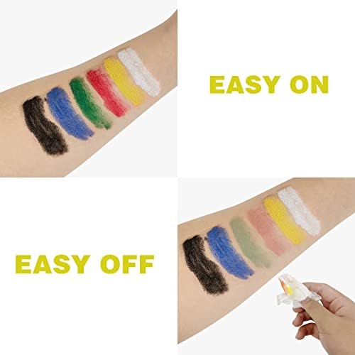 Asikkon 6 צבעים ערכות עפרונות צבעי צבע פנים לילדים, ציור פנים לא רעיל רחיץ ליל כל הקדושים איפור קוספליי איפור